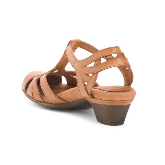 COBB HILL ROCKPORT natural Leather Aubrey T-strap Sandals - Picture 2 of 2
